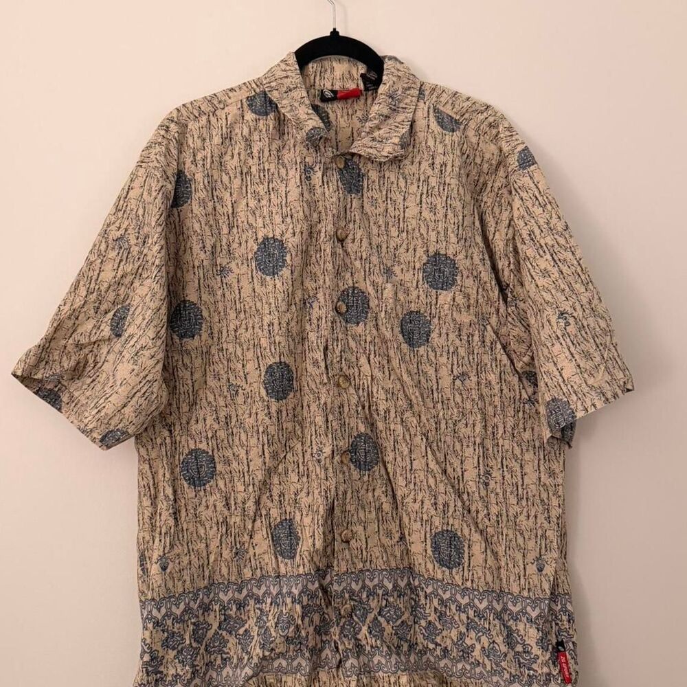 Vintage Zero Gravity Sport mens brown multicolored short sleeve shirt size L